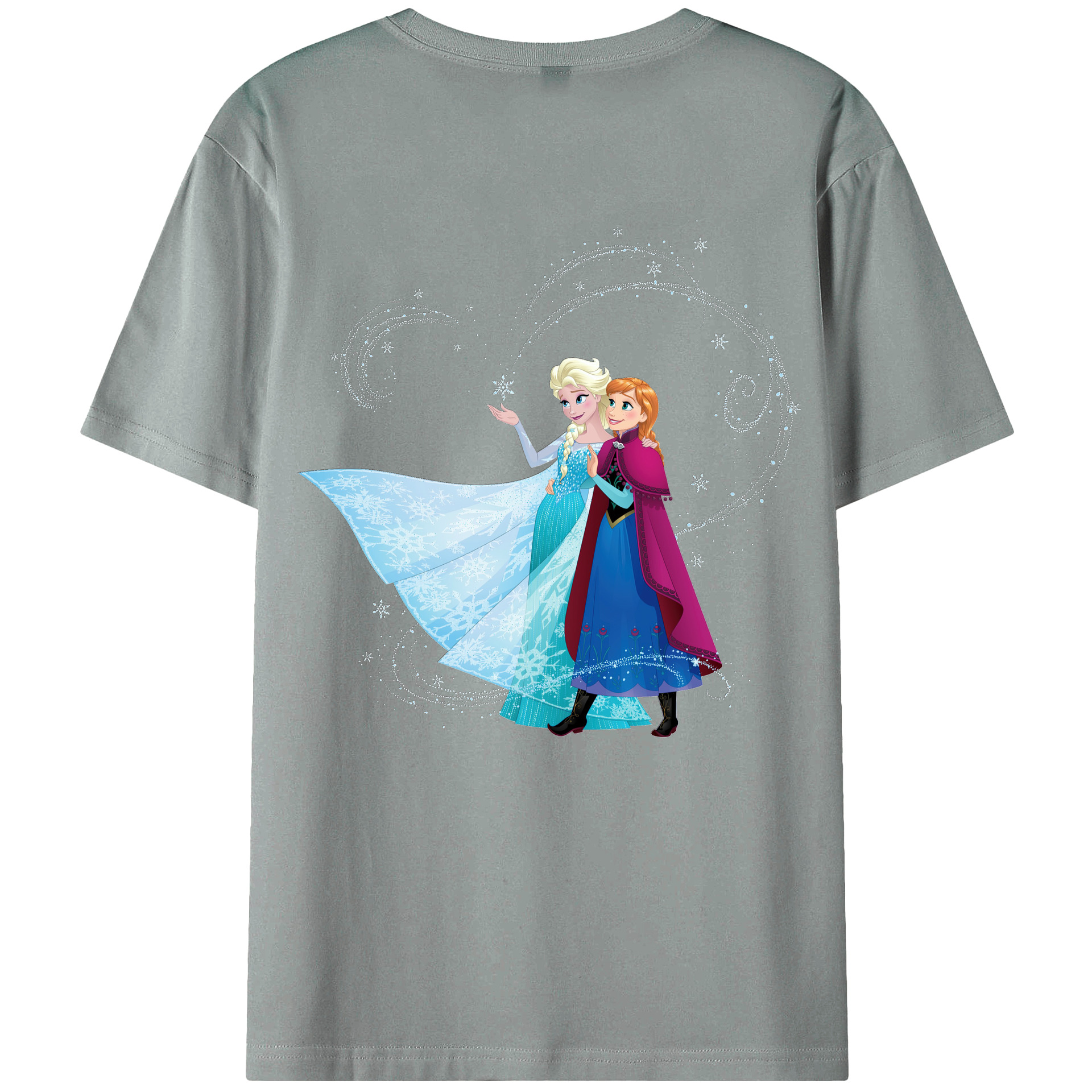 （画像用） アナと雪の女王 アンナ エルサ Frozen Anna Elsa 綿100％ メンズ半袖Tシャツ（バックプリント） 通気性